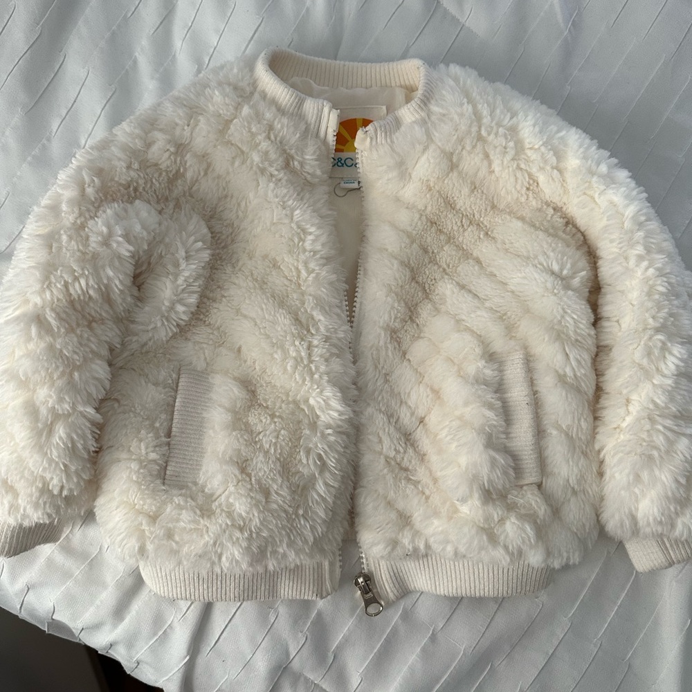 Cream white fur coat Toddler